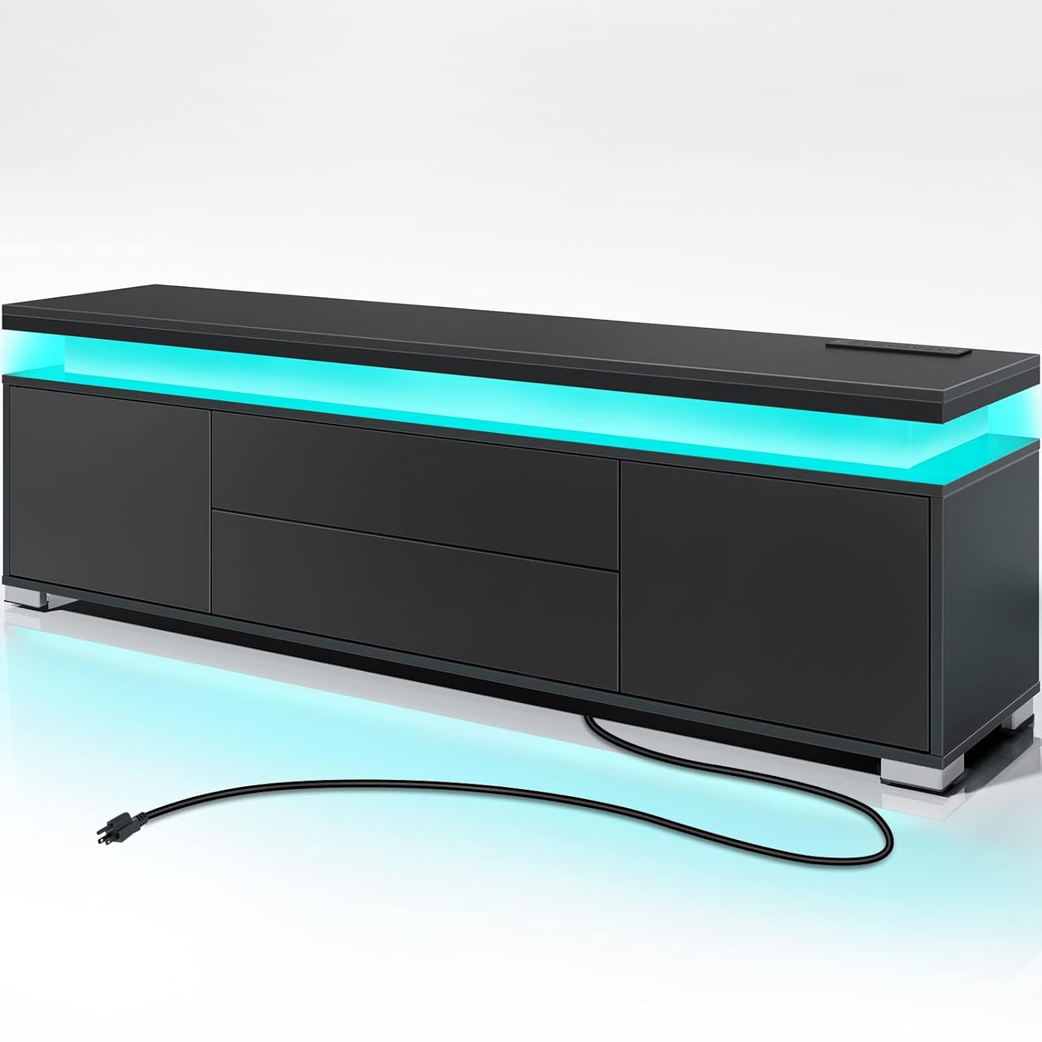 Gaming Console Entertainment Center - Meja TV dengan Stopkontak & Lampu