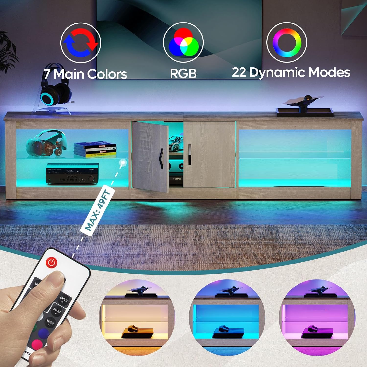 Meja TV 80 Inci untuk TV 75-86 - Gaming Console Entertainment Center ulasan dan harga