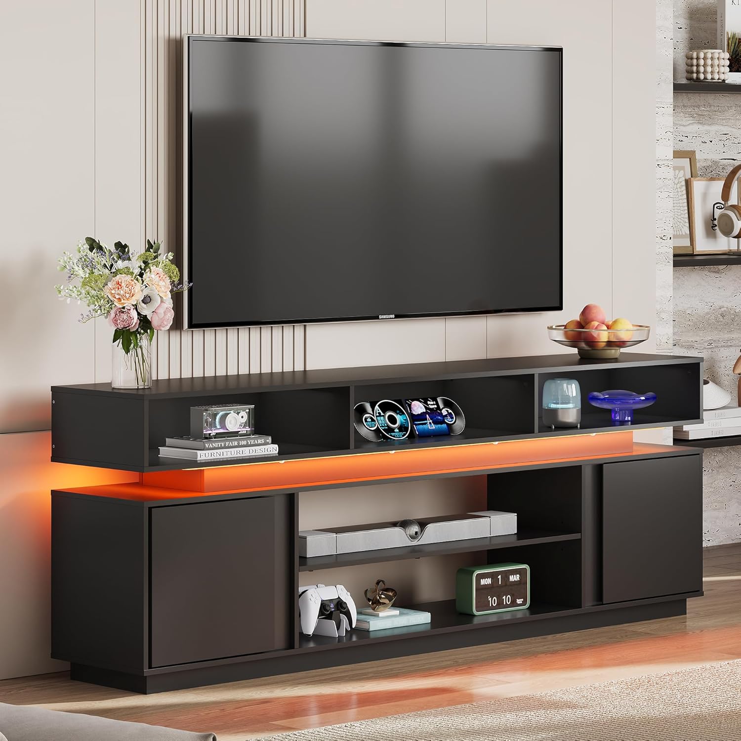 Meja TV Modern 75 Inci, Pusat  - Gaming Console Entertainment Center ulasan dan harga
