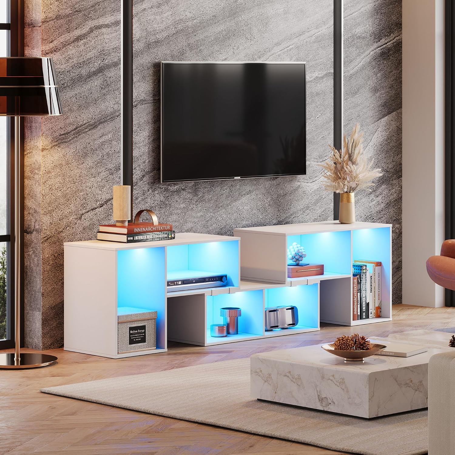 Meja TV yang Dapat Diubah Bent - Gaming Console Entertainment Center ulasan dan harga