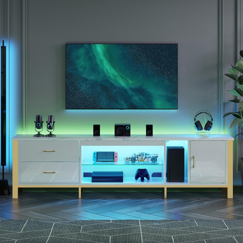 Meja TV Bestier untuk TV 75/80 - Gaming Console Entertainment Center ulasan dan harga