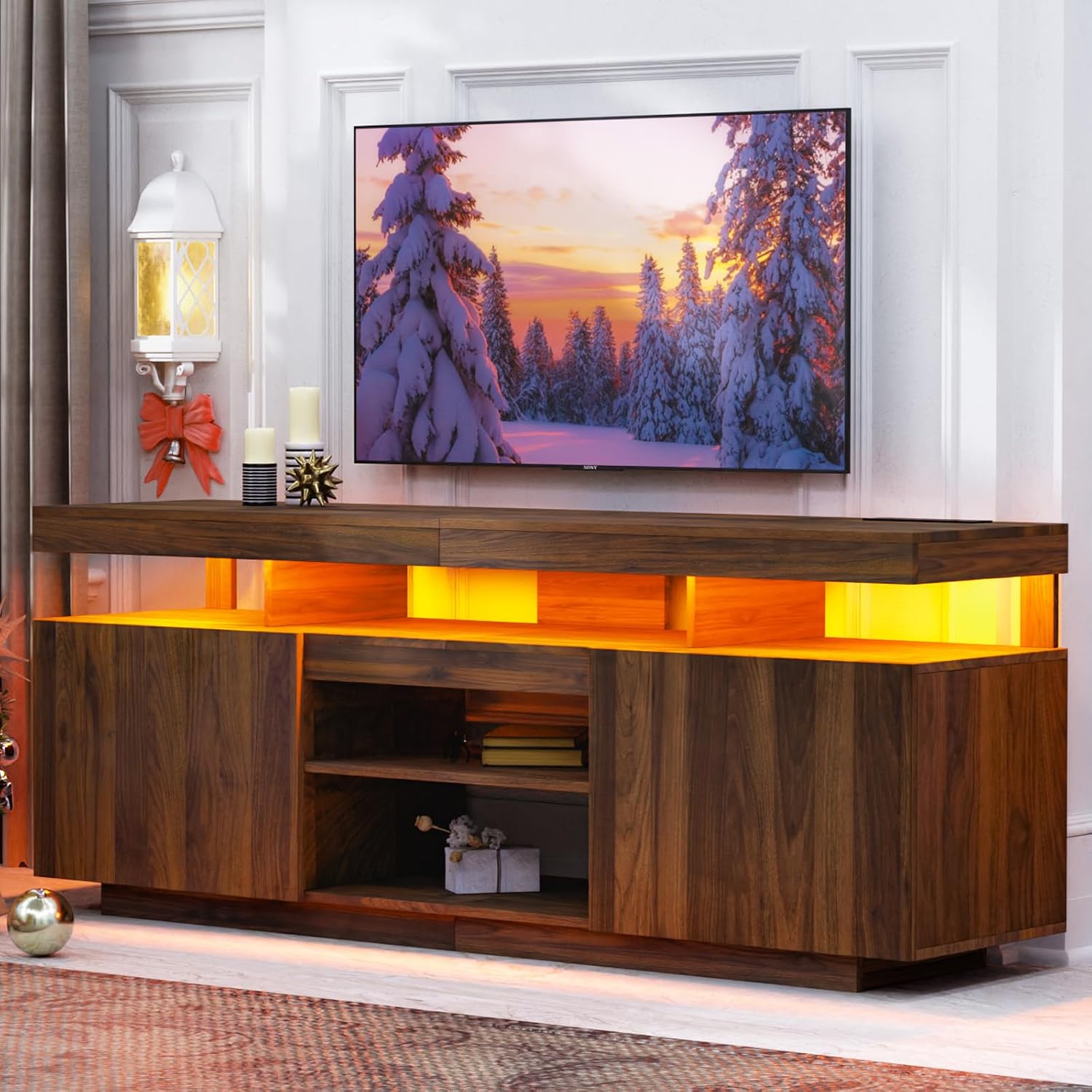 Meja TV LED dengan Stopkontak  - Gaming Console Entertainment Center ulasan dan harga