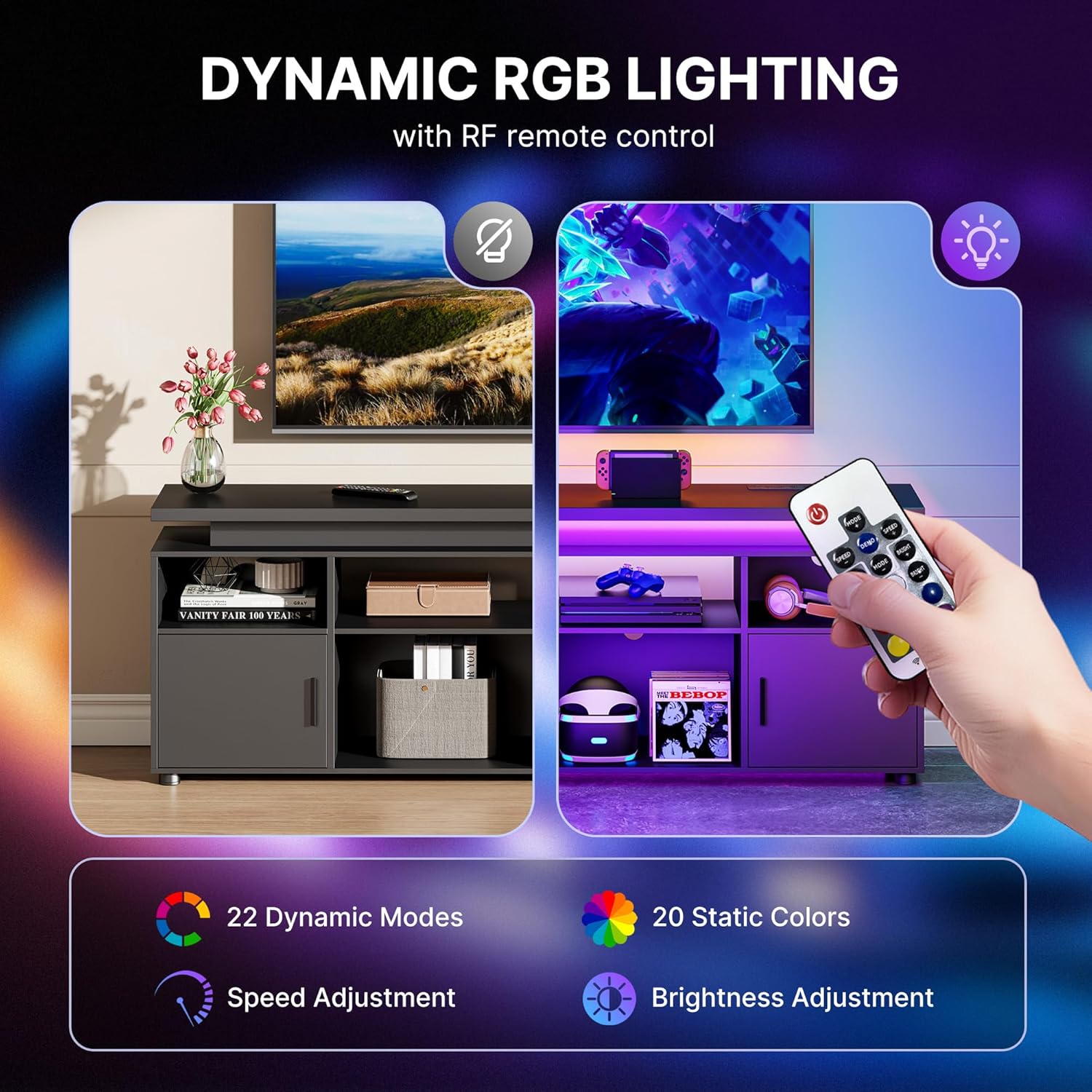 Rak TV, Meja Hiburan dengan La - Gaming Console Entertainment Center ulasan dan harga