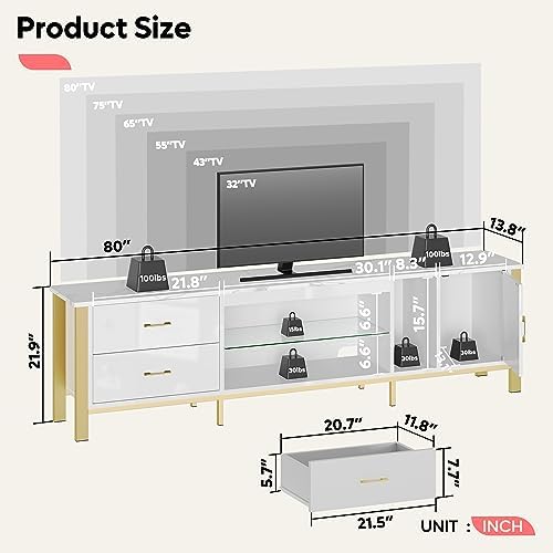 Meja TV untuk TV 75/80/85 inci - Gaming Console Entertainment Center ulasan dan harga